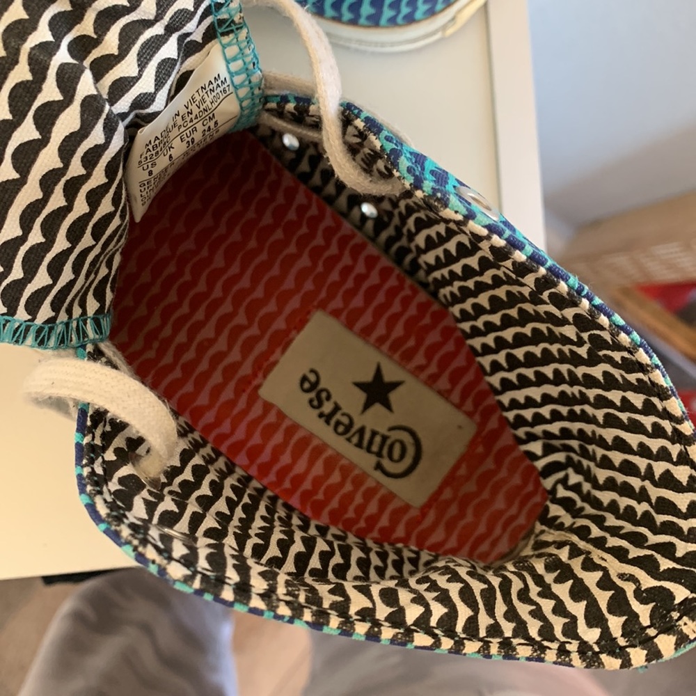 Marimekko for Converse high top turquoise print All Star sneakers women’s size 8 - Picture 14 of 15